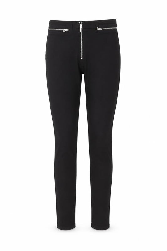 Front view of ASOS women’s black skinny jeans, size UK 30, in, 32-inch leg