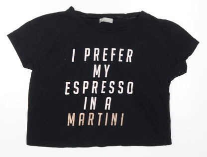 New Look Womens Black Solid  Top Pyjama Top Size M  - I Prefer My Espresso in a Martini