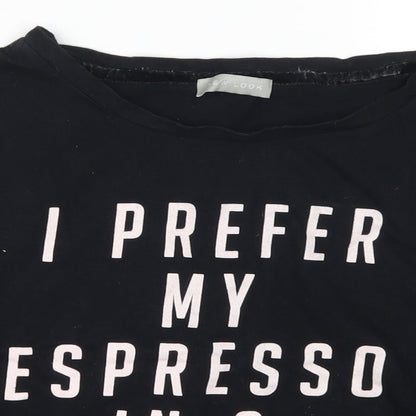 New Look Womens Black Solid  Top Pyjama Top Size M  - I Prefer My Espresso in a Martini