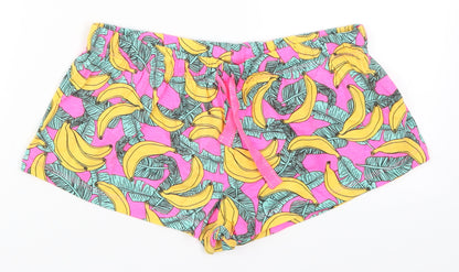 Primark Womens Pink   Hot Pants Shorts Size 10 - Banana Print Pyjamas