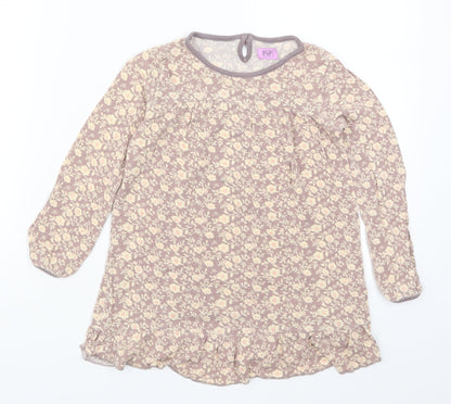 F&F Girls Beige Floral  Basic T-Shirt Size 5-6 Years