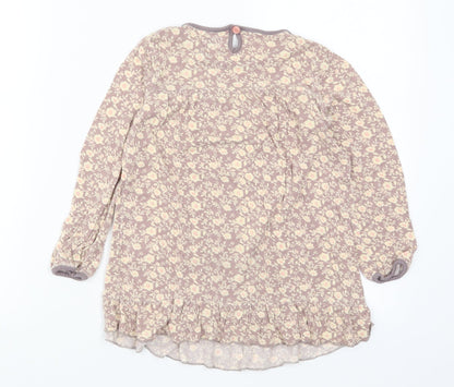 F&F Girls Beige Floral  Basic T-Shirt Size 5-6 Years