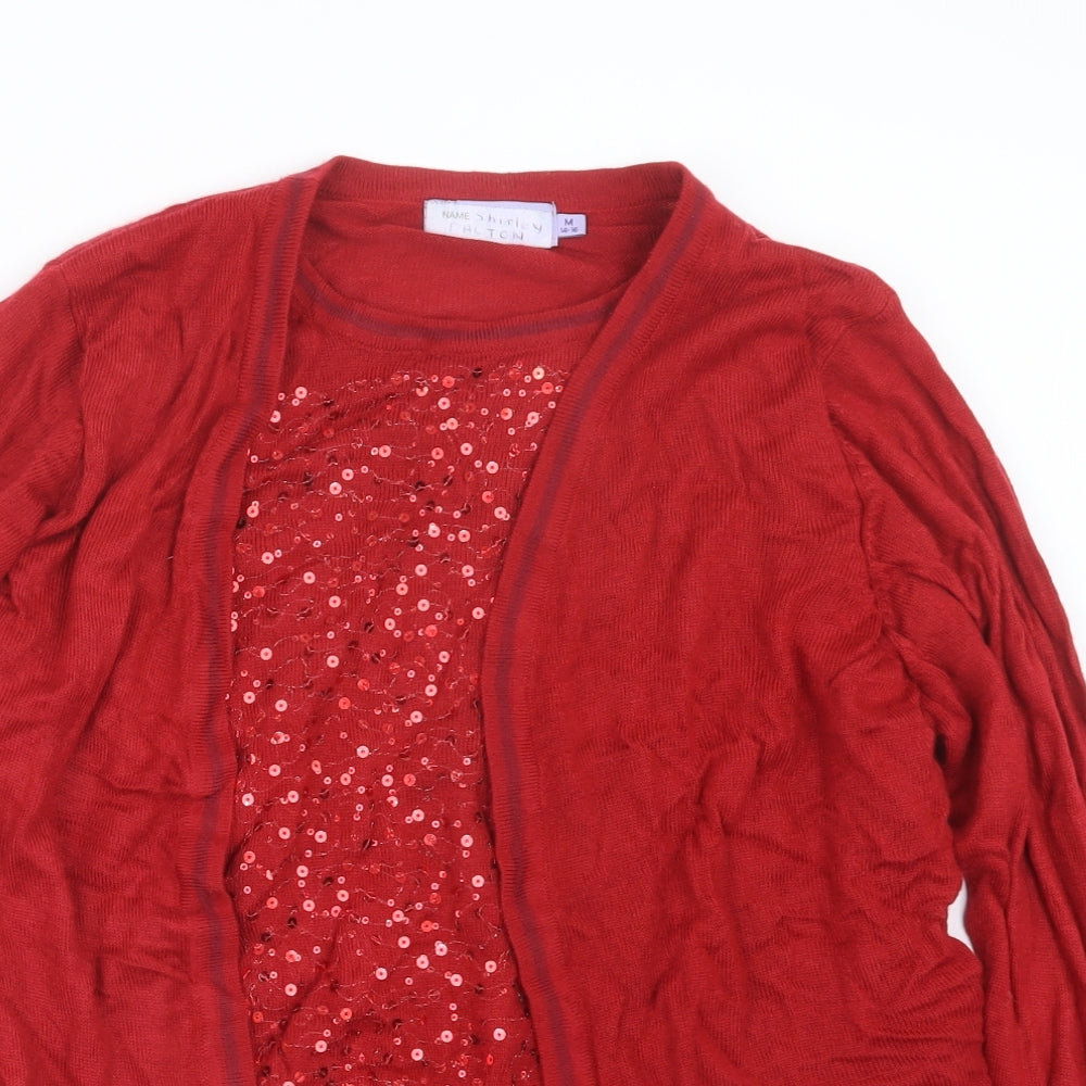 EWM Womens Red  Knit Cardigan Jumper Size 14