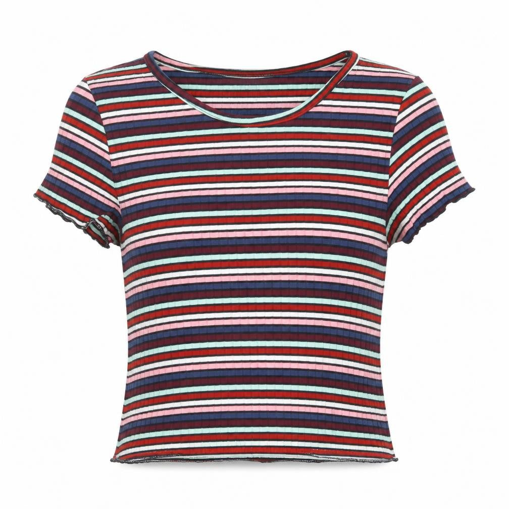 Womens UK Size 4 Primark Blue Cropped T-Shirt