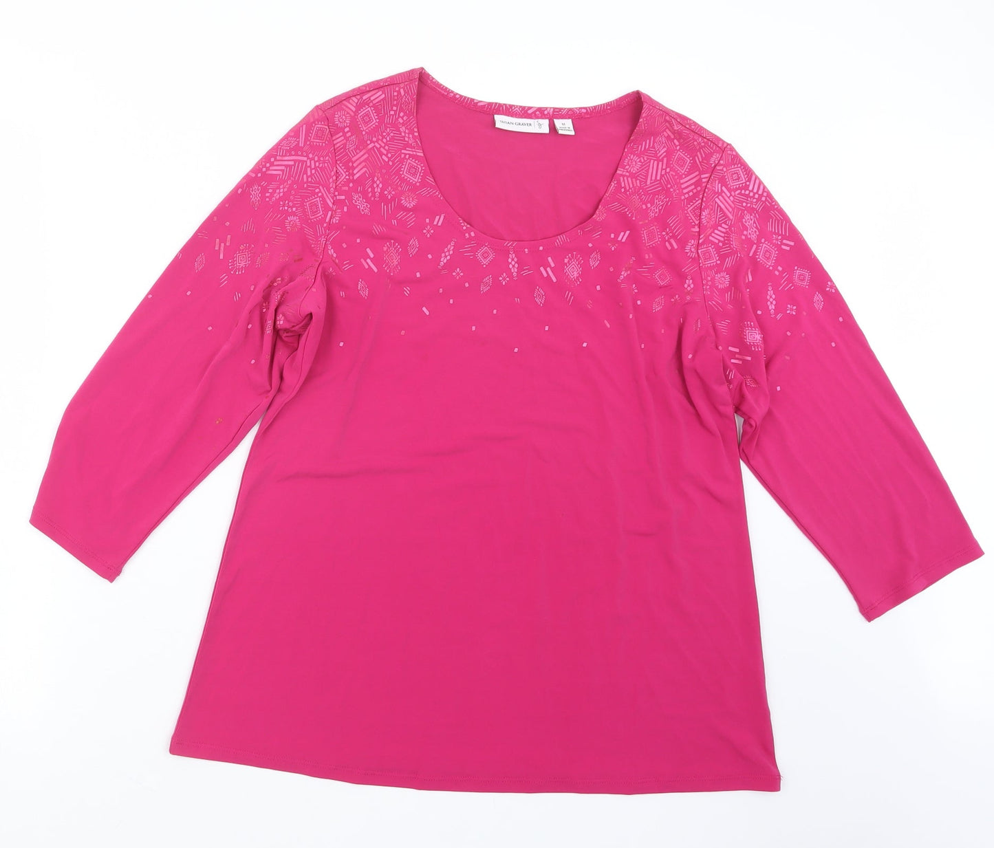 Womens UK Size M Susan Graver Pink Basic T-Shirt