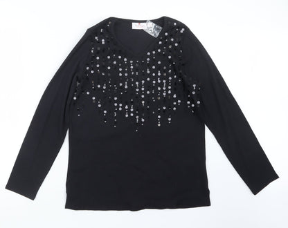 Quacker Factory Womens Black   Pullover Jumper Size M