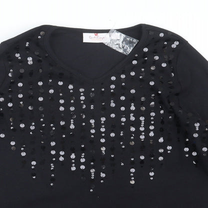 Quacker Factory Womens Black   Pullover Jumper Size M