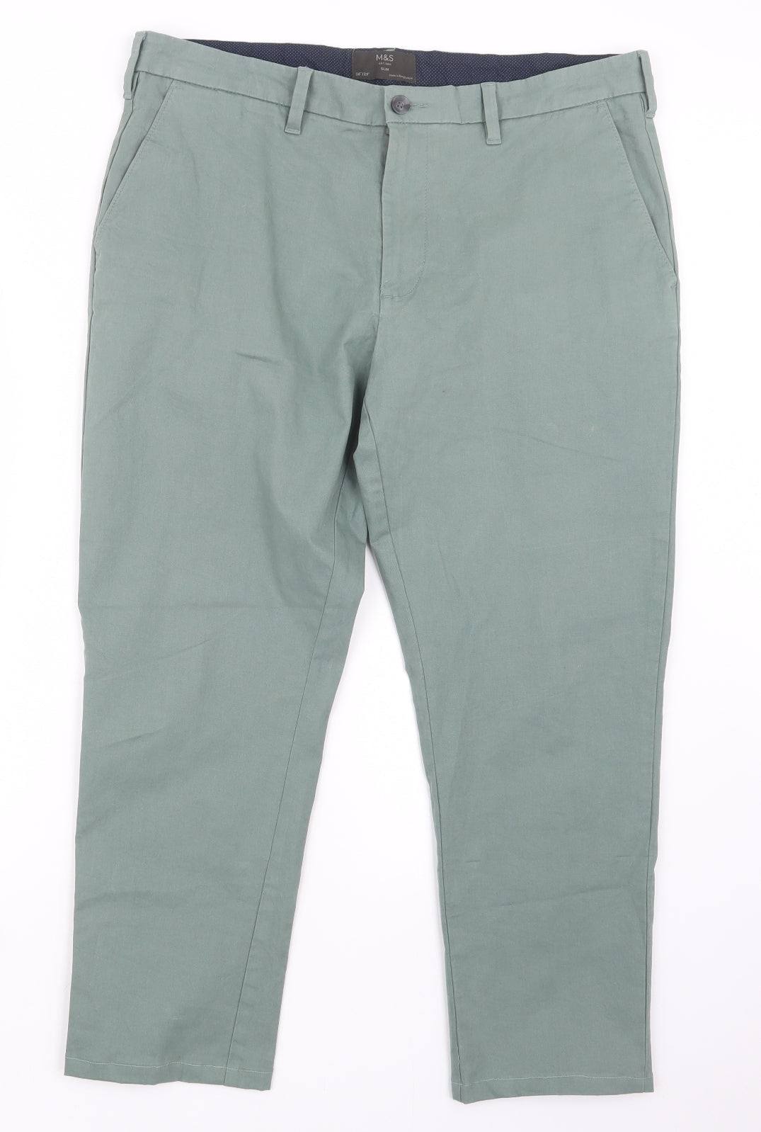 Marks and Spencer Mens Green   Trousers  Size 35 in L26 in