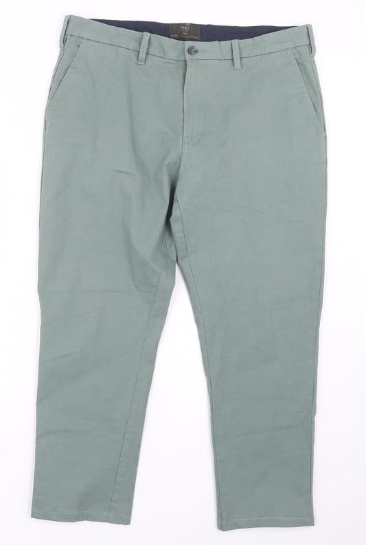 Marks and Spencer Mens Green   Trousers  Size 35 in L26 in
