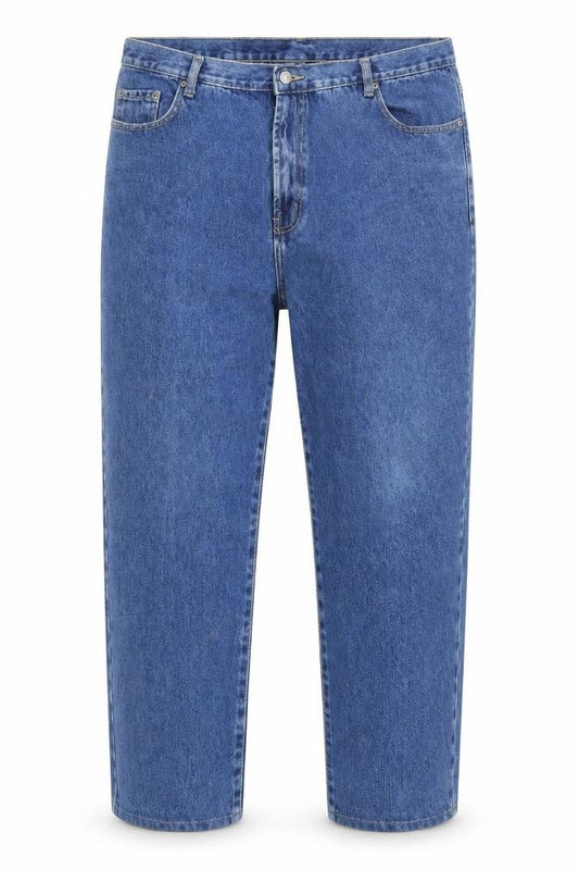 Mens UK Size 39 in Blue Circle Regular Fit Straight Blue Jeans