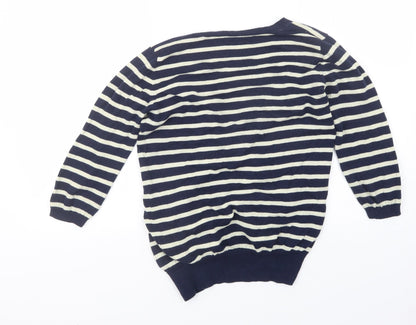 Max C Womens Blue Striped Knit Cardigan Jumper Size M
