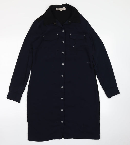 Fenn Wright Manson Womens Blue   Basic Button-Up Size 14