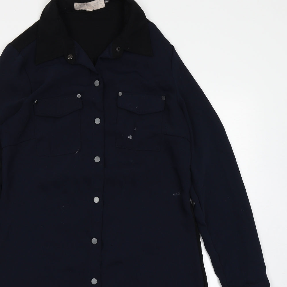 Womens UK Size 14 Fenn Wright Manson Blue Basic Button-Up