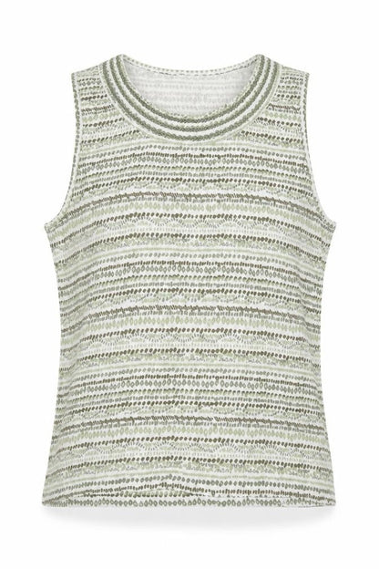 Bonmarché Womens Green Striped Basic Tank Size L