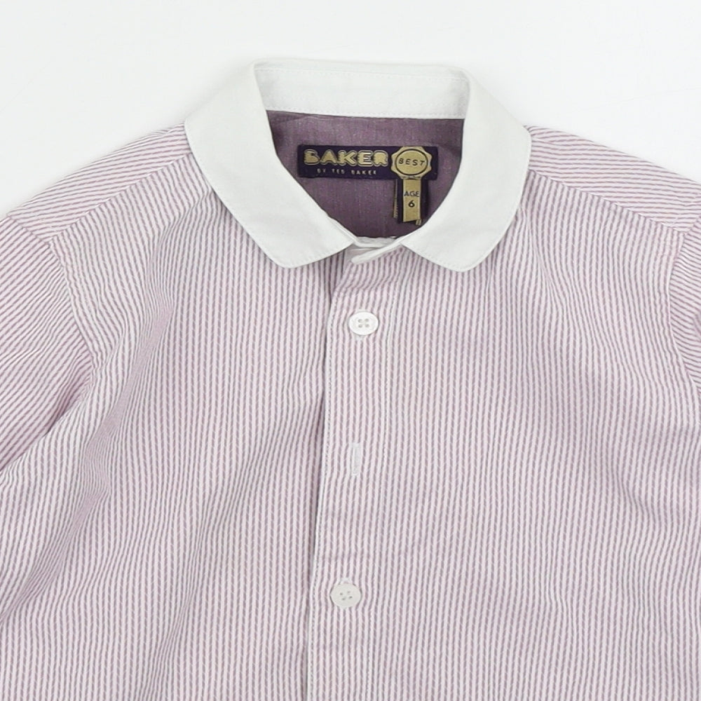 Baker Boys Red Striped  Basic Button-Up Size 6 Years