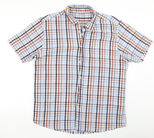 Mens UK Size XL Oak Valley Blue  Button-Up Short Sleeve Casual Shirt