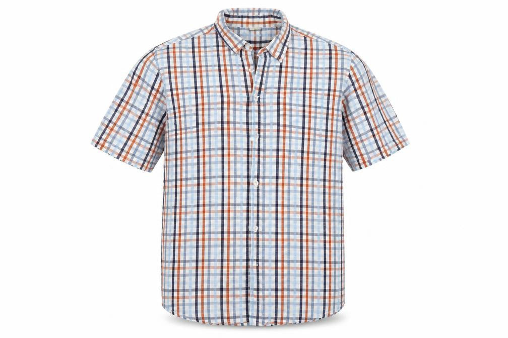 Mens UK Size XL Oak Valley Blue  Button-Up Short Sleeve Casual Shirt