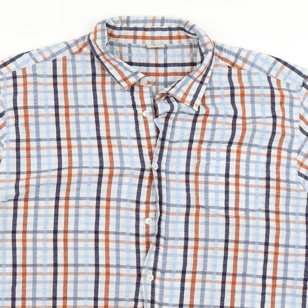 Mens UK Size XL Oak Valley Blue  Button-Up Short Sleeve Casual Shirt