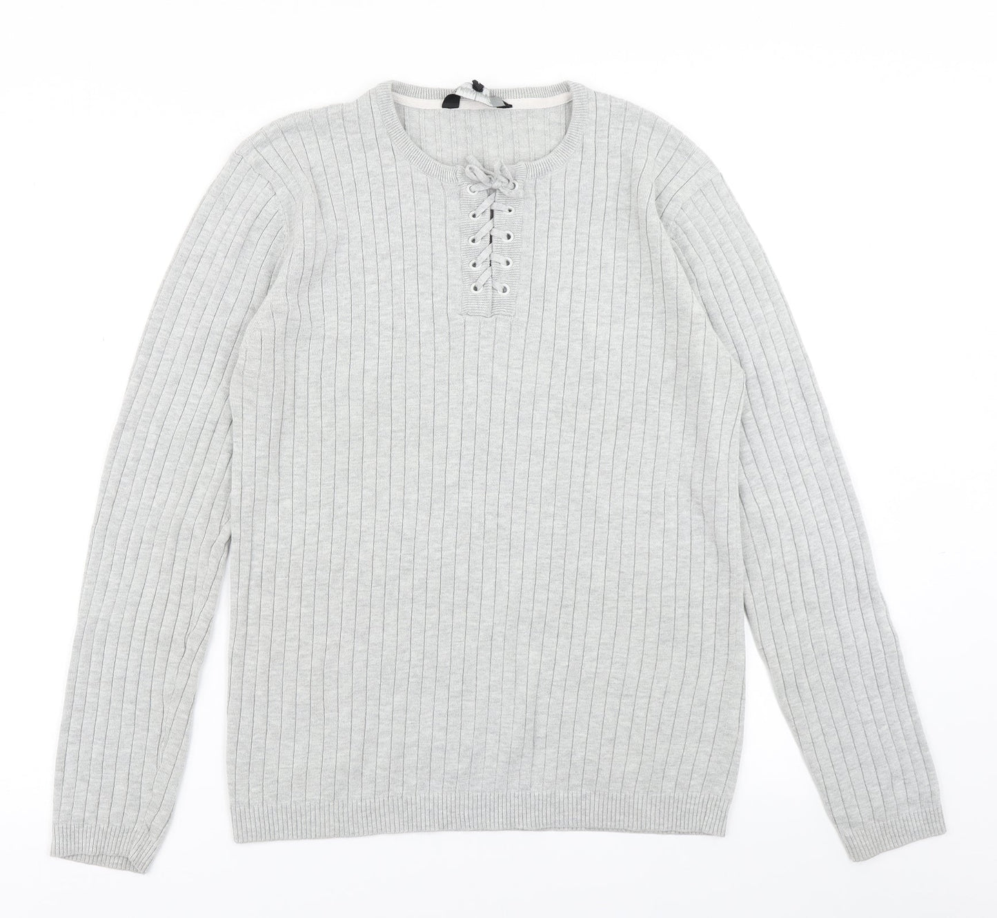 Urban Spirit Mens Grey  Knit Pullover Jumper Size L