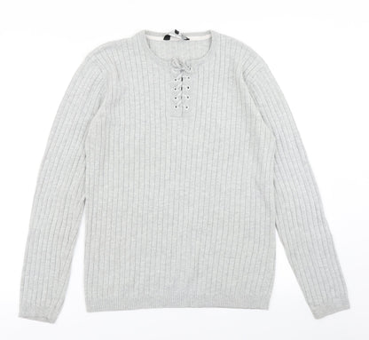 Urban Spirit Mens Grey  Knit Pullover Jumper Size L
