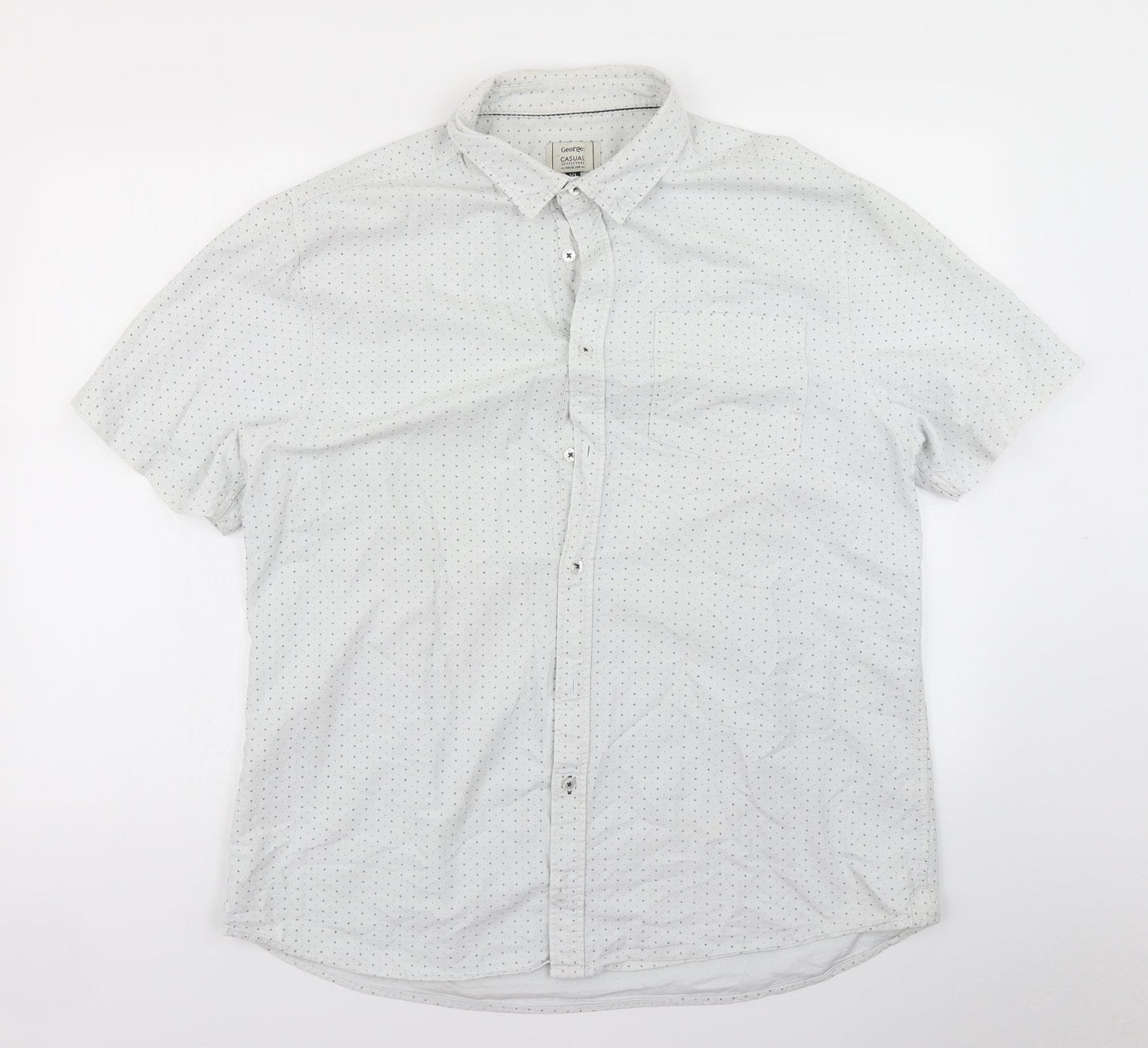 George Mens White Polka Dot   Button-Up Size XL