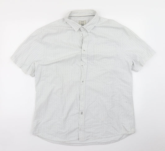 George Mens White Polka Dot   Button-Up Size XL