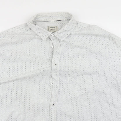 George Mens White Polka Dot   Button-Up Size XL