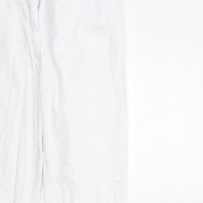 Womens UK Size S Preworn Regular Fit Cargo White Trousers