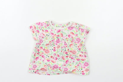 Nutmeg Baby White Floral  Basic T-Shirt Size 6-9 Months