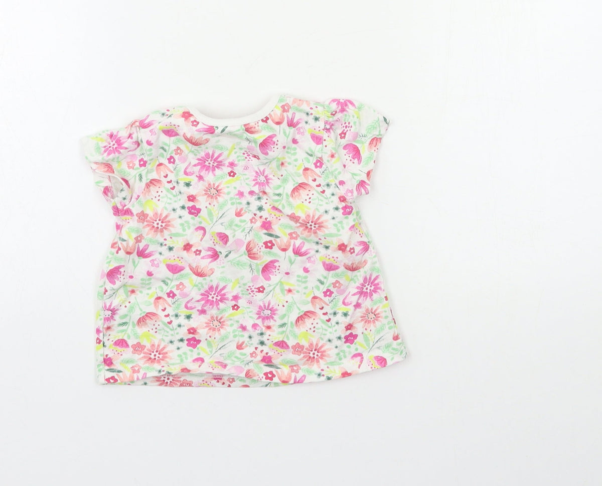 Nutmeg Baby White Floral  Basic T-Shirt Size 6-9 Months