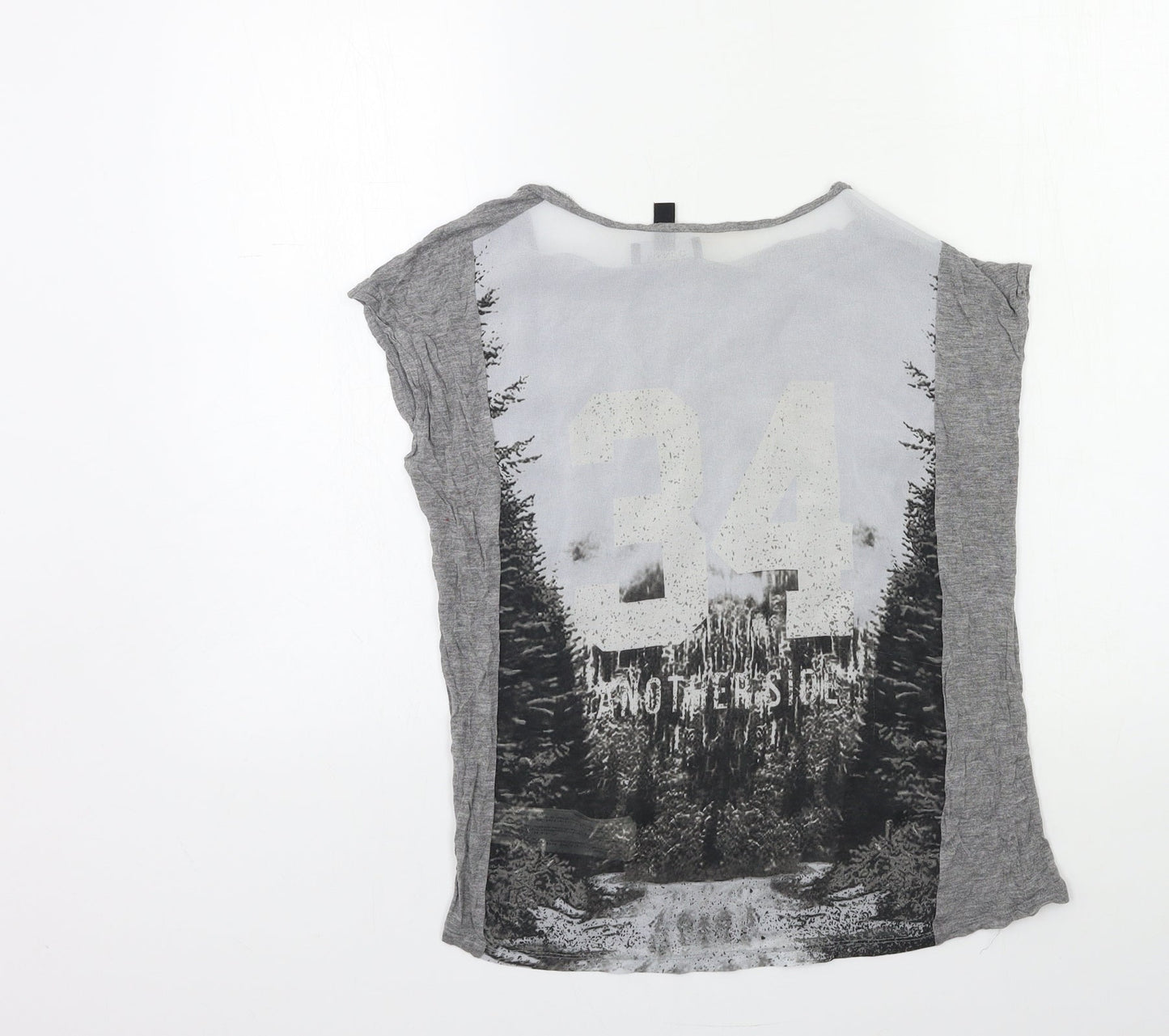 Womens UK Size S Mango Grey Basic T-Shirt