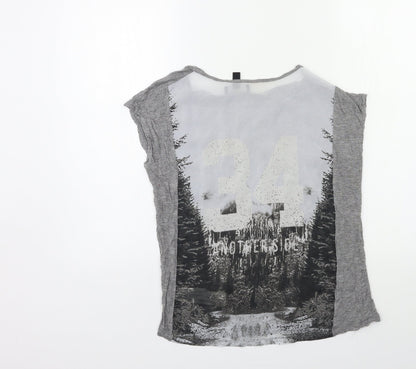Womens UK Size S Mango Grey Basic T-Shirt