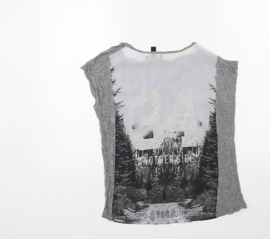 Womens UK Size S Mango Grey Basic T-Shirt