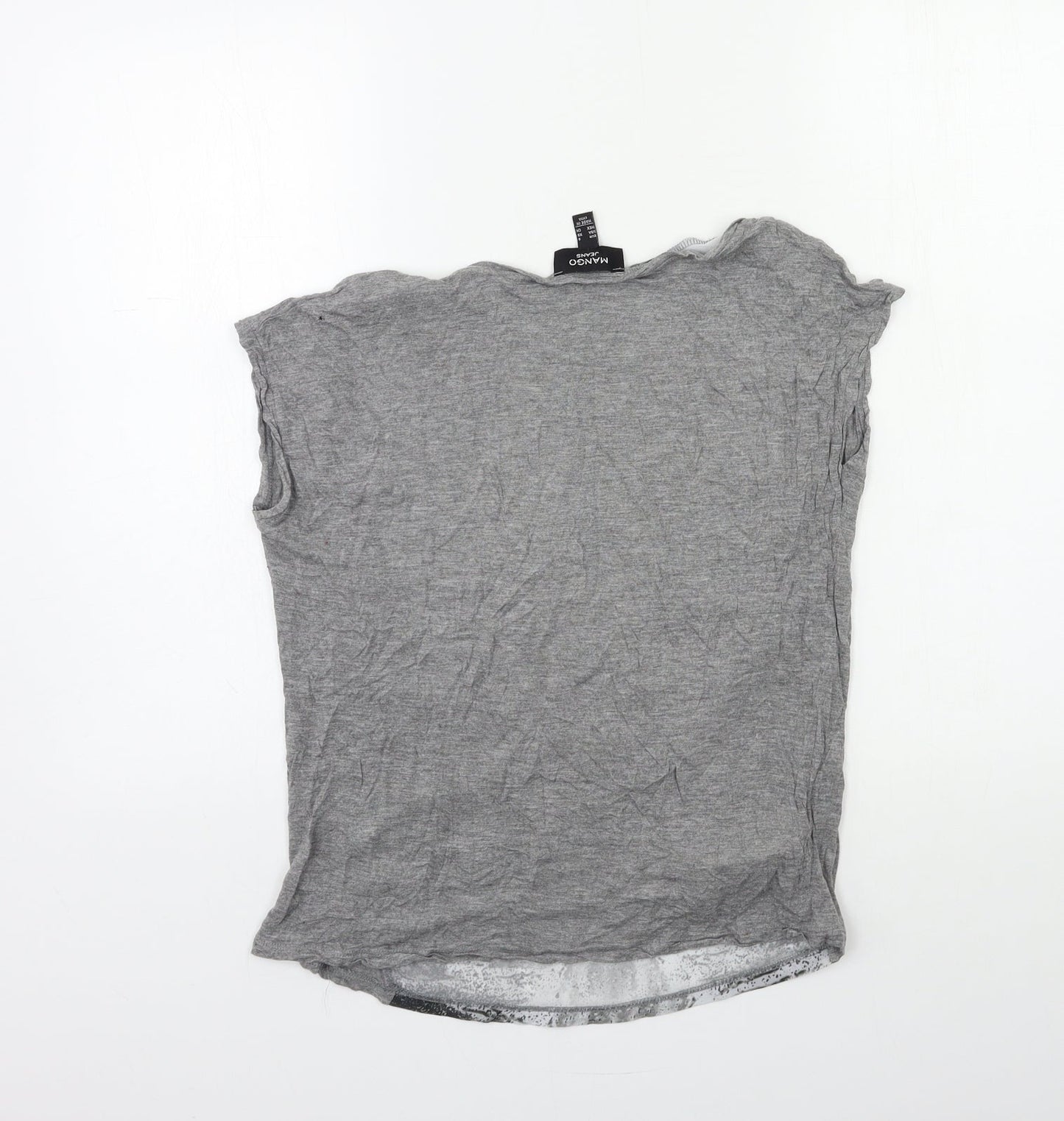 Womens UK Size S Mango Grey Basic T-Shirt