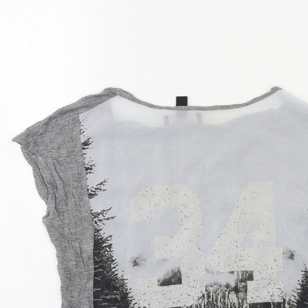 Womens UK Size S Mango Grey Basic T-Shirt