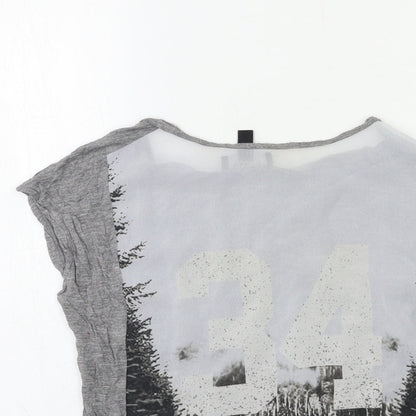 Womens UK Size S Mango Grey Basic T-Shirt