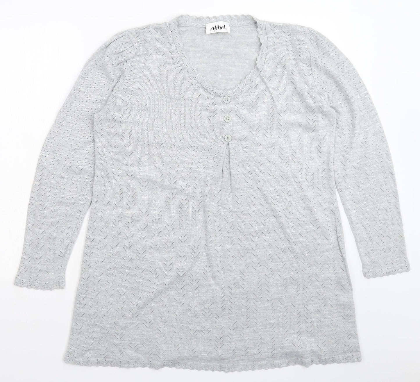 Womens UK Size 18 Afibel Grey Pullover Jumper
