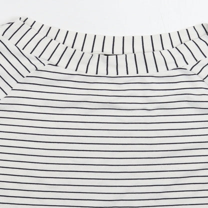 F&F Womens White Striped  Pullover Jumper Size 14