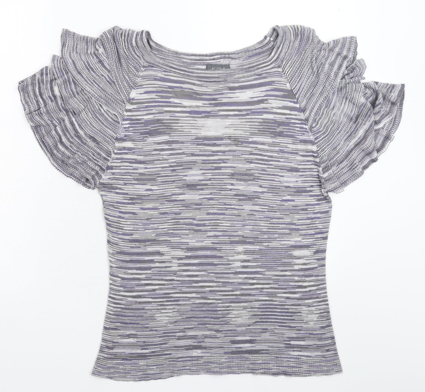 Et Vous Womens Grey Striped Knit Pullover Jumper Size 18