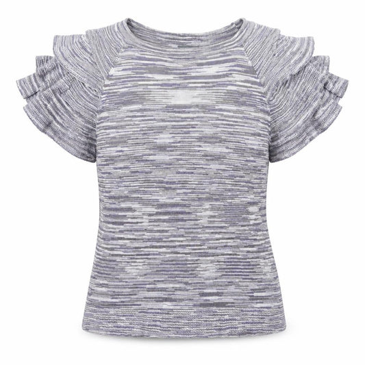 Et Vous Womens Grey Striped Knit Pullover Jumper Size 18