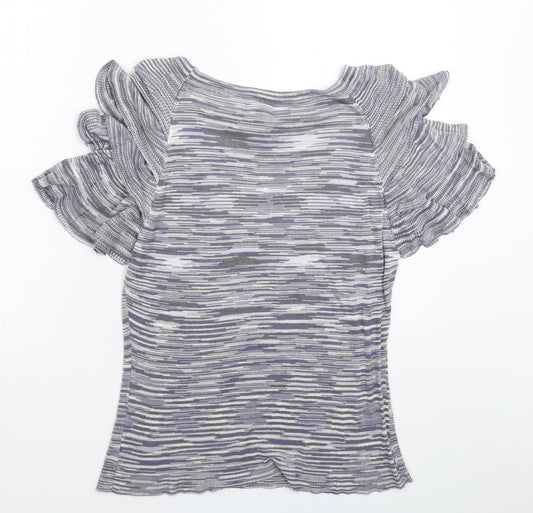 Et Vous Womens Grey Striped Knit Pullover Jumper Size 18