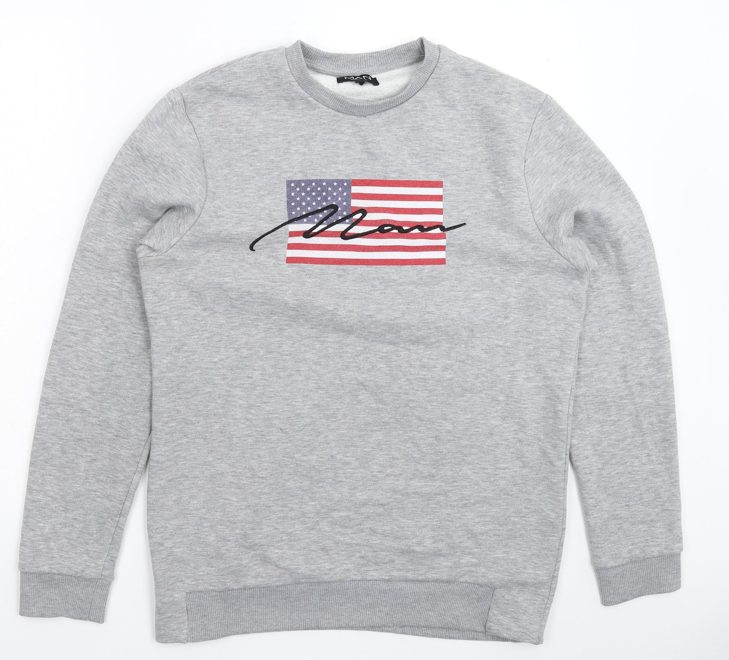 Mens UK Size S Boohoo Grey Pullover Sweatshirt