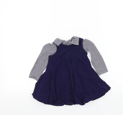 Earlydays Girls Blue Colourblock  Fit & Flare  Size 9-12 Months