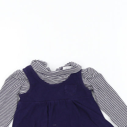 Earlydays Girls Blue Colourblock  Fit & Flare  Size 9-12 Months