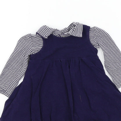 Earlydays Girls Blue Colourblock  Fit & Flare  Size 9-12 Months