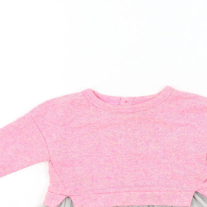 mini v Girls Pink Colourblock  Fit & Flare  Size 9-12 Months