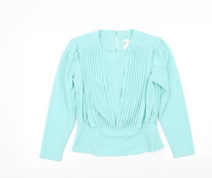 Rembrandt Womens Blue Colourblock  Basic Blouse Size 10