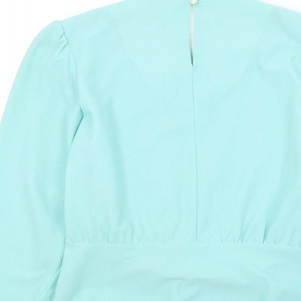 Rembrandt Womens Blue Colourblock  Basic Blouse Size 10