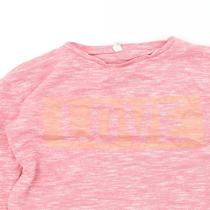YD Girls Pink Colourblock  Pullover Jumper Size 8-9 Years