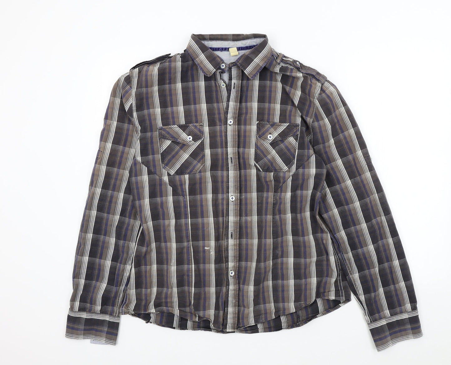ASOS Mens Brown Check   Button-Up Size L